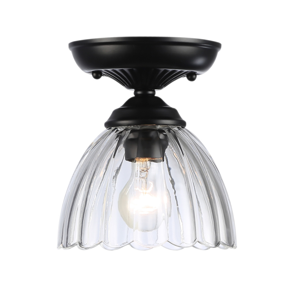 Golden Lighting Audra 1-light 7in Semi-Flush Mount in Matte Black